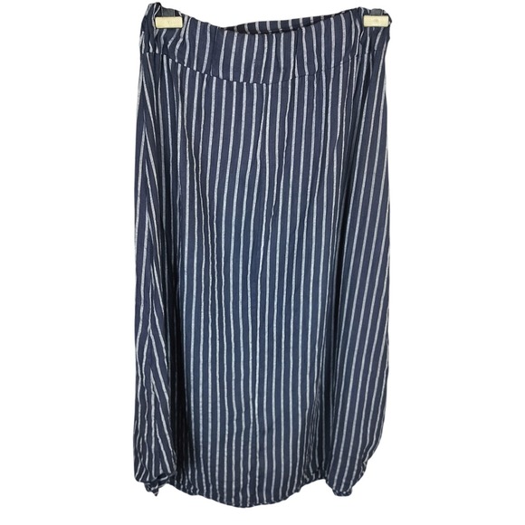 Max Studio Dresses & Skirts - 100% Linen Striped Maxi Skirt Medium / Large Blue White Max Studio Made in Italy